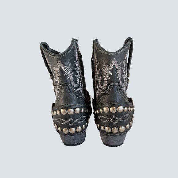 Lane Cossette Black Leather Cowboy Booties – Women’s Size 8.5 - Picture 4 of 9